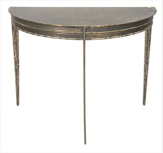 Steel Demilune Table, height 31 inches, width 42 1/2 inches.