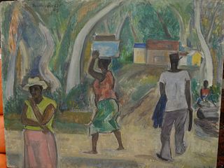 Maurice Becker (American, 1889 - 1975), Trinidad, oil on Masonite, signed and dated upper left: Maurice Becker, 59; titled and dated on the reverse, 2