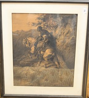Unknown Artist (20th century), Arabian scout, pastel and charcoal on paper, unsigned, sight size 23 1/2" x 19".