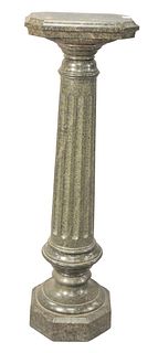 Granite Pedestal on Fluted Column, height 45 inches, top 10" x 14 1/2".