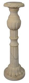 Alabaster Pedestal on Fluted Column, height 40 inches, diameter 9 1/2 inches.