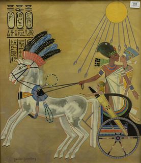 Two Maurice Greenburg (American, 1893 - 1996), Egyptian style paintings, oil on canvas, signed lower left on both "Maurice Greenburg" each 27" x 23", 