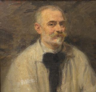 After Frederick Macmonnies (American, 1863 - 1937), portrait of a man, oil on canvas, unsigned, 20 1/2" x 21".