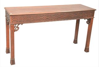 Baker Mahogany Chinese Chippendale Style Sofa Table, height 30 1/2 inches, top 17" x 55".
