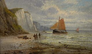 British School (19th century), View of the Sussex Coast, oil on canvas, unsigned, 11 3/4" x 19 1/2".
