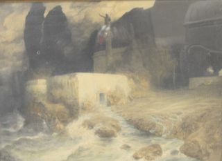 Four Piece Lot, to include a landscape with a river, pastel on paper, marked indistinctly lower left;"Illinois" watercolor on paper, signed and dated 