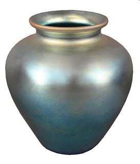 Steuben Iridescent Blue Aurene Glass, shouldered form vase, inscribed to the underside "Aurene 2683" height 8 1/2 inches.