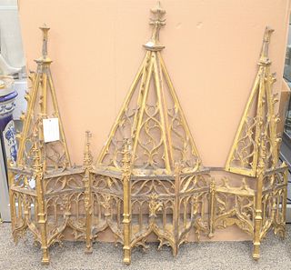 Gothic Giltwood Carved Baldachin, probably 17th - 18th century, height 48 inches, width 54 inches, depth 5 inches, (some damage).