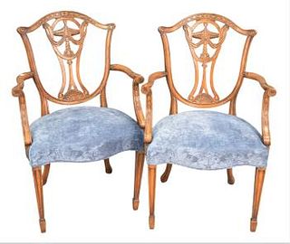Set of Six Federal Style Armchairs, having custom upholstered seats, height 39 inches.