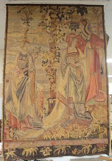 Tapestry, having three women, 19th century, 56" x 80".