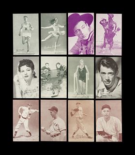 A Group of 12 Assorted Sports and Entertainment Exhibit Cards,