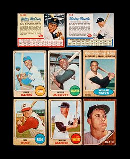 A Group of Eight 1960s Baseball Cards Including Mickey Mantle,
