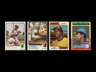 A Group of Four 1970s Topps Baseball Cards including Dave Winfield Rookie,