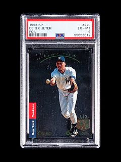 A 1993 Upper Deck SP Foil Derek Jeter Rookie Baseball Card No. 279, PSA 6 EX-MT