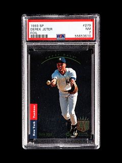 A 1993 Upper Deck SP Foil Derek Jeter Rookie Baseball Card No. 279, PSA 7 NM