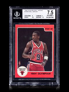 A 1986 Star Michael Jordan Set Break Basketball Card No. 3 1984 Olympian BGS 7.5 Near Mint +