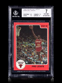 A 1986 Star Michael Jordan Set Break Basketball Card No. 4 Pro StatsBGS 7 Near Mint.