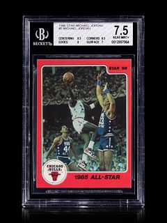A 1986 Star Michael Jordan Set Break Basketball Card No. 5 1985 All-Star BGS 7.5 Near Mint +
