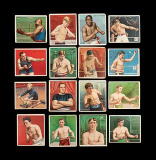 A Group of 16 T218 Mecca Hassan Cigarettes Boxing Cards Including Jack Johnson,