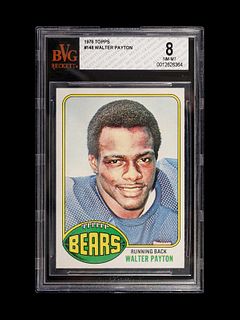 A 1976 Topps Walter Payton Rookie Football Card No. 148, BVG 8 NM-MT