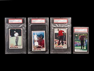 A Group of Four 2001 Tiger Woods Golf Cards All Graded PSA 8
