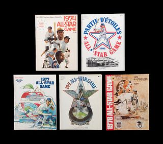 A Group of Five 1970s - 1980s Major League Baseball All-Star Game Programs and Media Passes,