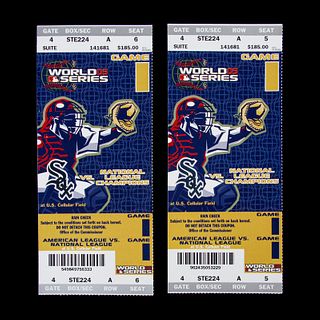 A Pair of Chicago White Sox vs. Houston Astros 2005 World Series Game One Ticket Stubs