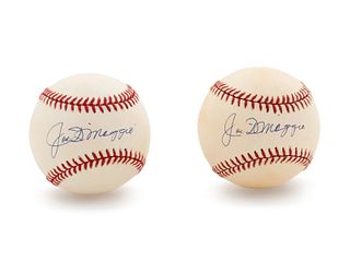 Two Joe DiMaggio Single Signed Baseballs,