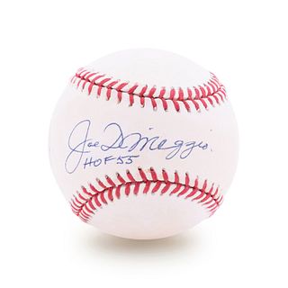 A Joe DiMaggio Signed and Inscribed HOF 55 Official American League Baseball (Morris Engelberg, DiMaggio Attorney LOA)