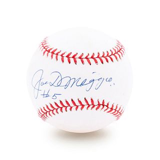 A Joe DiMaggio Signed and Inscribed #5 Official American League Baseball