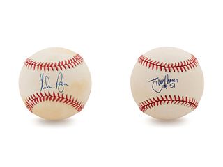 Two Hall of Fame Pitcher Signed Baseballs (Randy Johnson, Nolan Ryan)