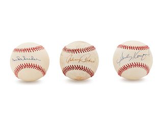 A Group of Three Brooklyn Dodgers Legends Signed Baseballs Including Sandy Koufax, Johnny Podres and Duke Snider
