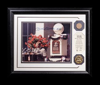 A Mickey Mantle Signed Highland Mint Game Used Bat Display,