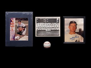 A Group of Four 1950s New York Yankees Items Including a Mickey Mantle Signed Baseball (PSA),