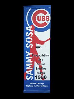 A 1998 Sammy Sosa Signed City of Chicago Large Street Banner