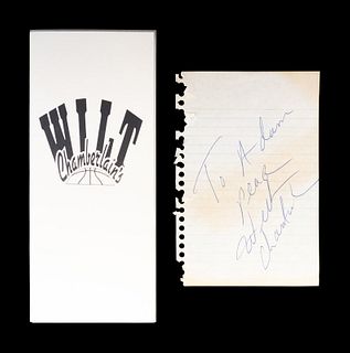 A Wilt Chamberlain Signed Autograph Cut and Restaurant Advertisement,