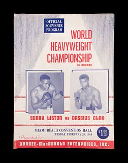 A 1964 Sonny Liston vs. Cassius Clay Heavyweight Boxing Championship On Site Fight Program