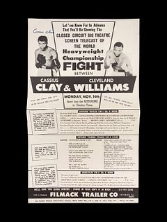 A Muhammad Ali signed as Cassius Clay Advertising Sheet From Cleveland Big Cat Williams 1966 Championship Bout,