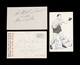 A Group of Heavyweight Boxing Contender Tony "Two Ton" Galento Signed Autographs,