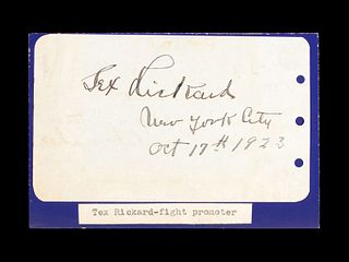 A Tex Rickard 1923 Signed Autograph,