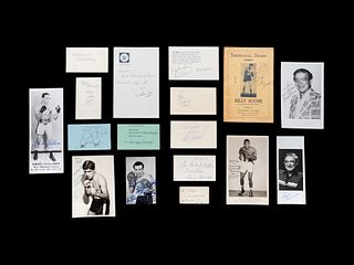 A Group of 29 Autographs from 20th Century Boxing Champions and Notables,