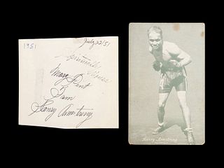 A Boxing Champion Henry Armstrong Signed Autograph and Exhibit Card,