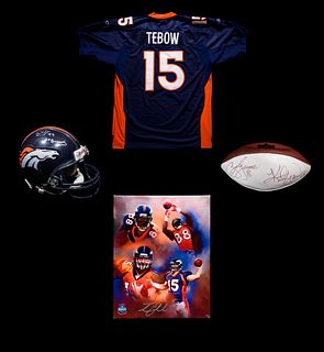A Group of Denver Broncos Items (Including Tim Tebow),