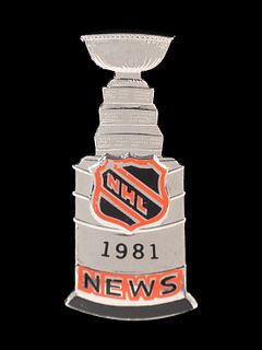 A 1981 New York Islanders vs. Minnesota North Stars NHL Stanley Cup Final Press Pin,