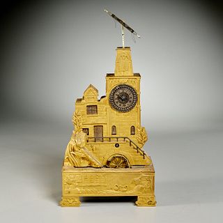 19th C. French gilt bonze automaton clock