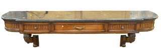 Wall Mounted Demilune Server, having marble top over three drawers, height 24 inches, top 16 1/2" x 78".