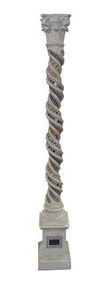 Stone Column, inlaid with colored stones, height 72 inches, top 8 1/2" x 8 1/2".