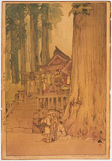 Hiroshi Yoshida "Misty Day in Nikko" Woodblock Print
