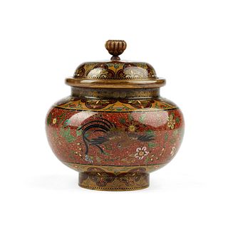 Japanese Meiji Cloisonne Enamel Small Covered Jar