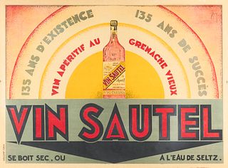 Art Deco French Vin Sautel Aperitif Advertisement Poster